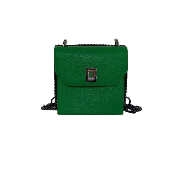 Origami Shoulder Bag Emerald Green Leather Handbag Luana Italy NWT - Picture 1 of 8